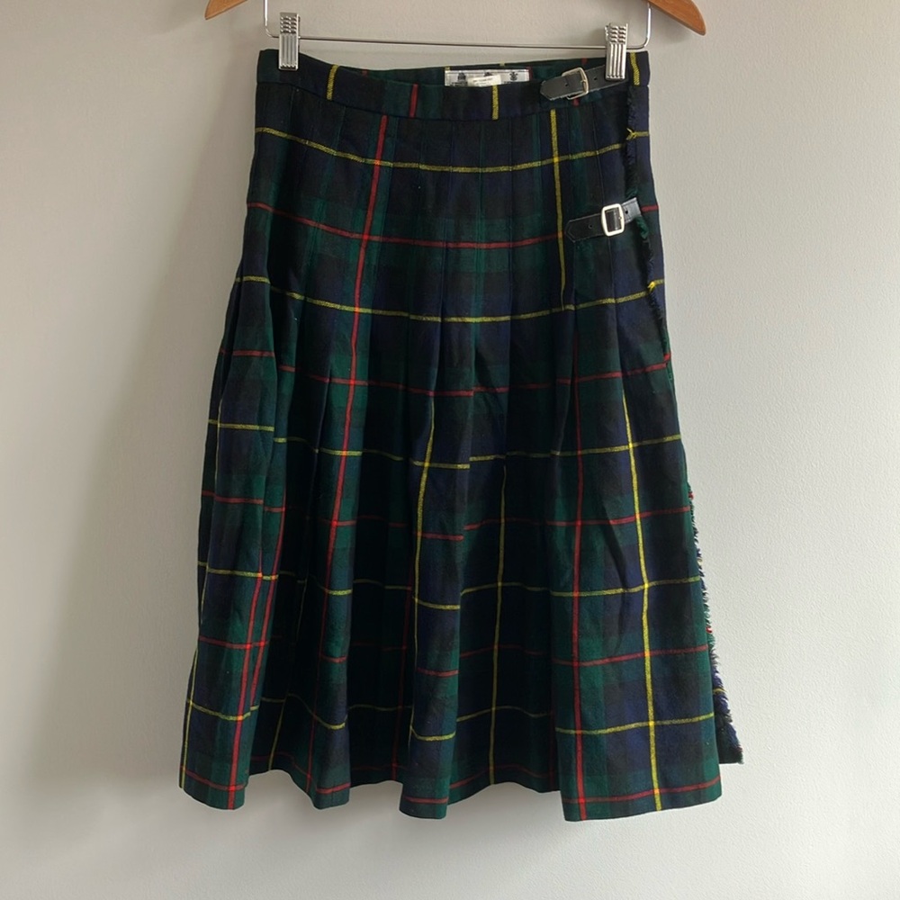 Vintage Scottish kilt Plaid Women's Skirt 100% wool preppy